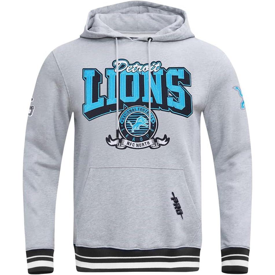 imagePro Standard Mens NFL Team Badge Brushed Back French Terry Pull Over HoodieGrey