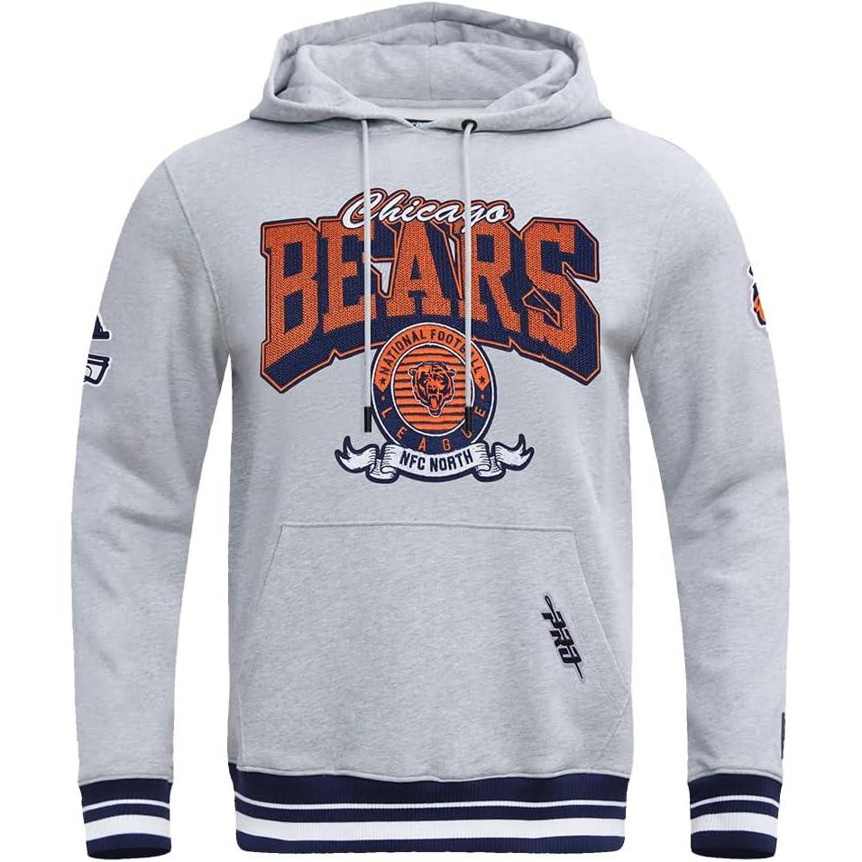 imagePro Standard Mens NFL Team Badge Brushed Back French Terry Pull Over HoodieHeather GreyMidnight Navy