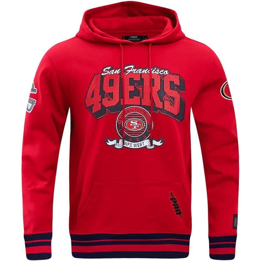 imagePro Standard Mens NFL Team Badge Brushed Back French Terry Pull Over HoodieRed