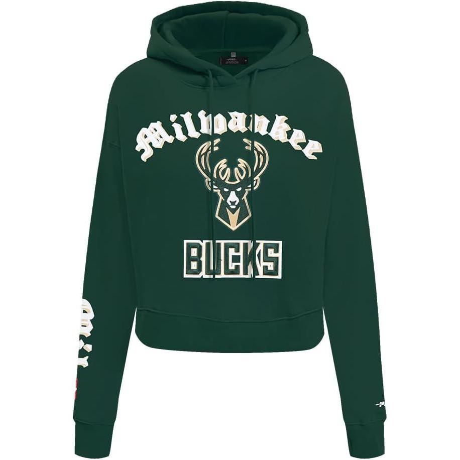 imagePro Standard Womens NBA Old English Cropped Pullover HoodieForest Green