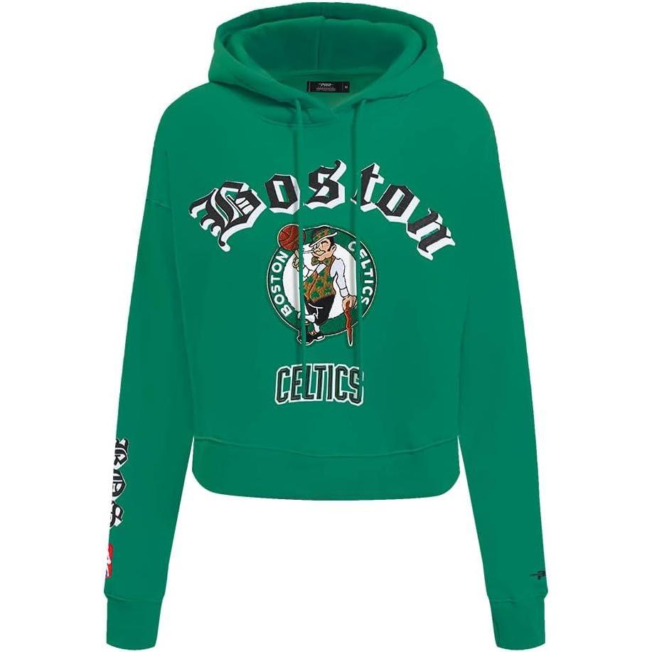 imagePro Standard Womens NBA Old English Cropped Pullover HoodieKelly Green