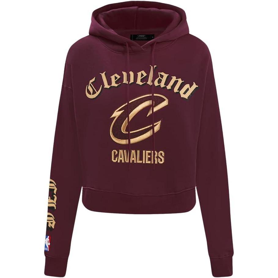 imagePro Standard Womens NBA Old English Cropped Pullover HoodieWine
