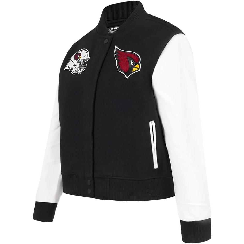 imagePro Standard Womens NFL Arizona Cardinals Classic Chenille Varsity Jacket BlackWhite XS