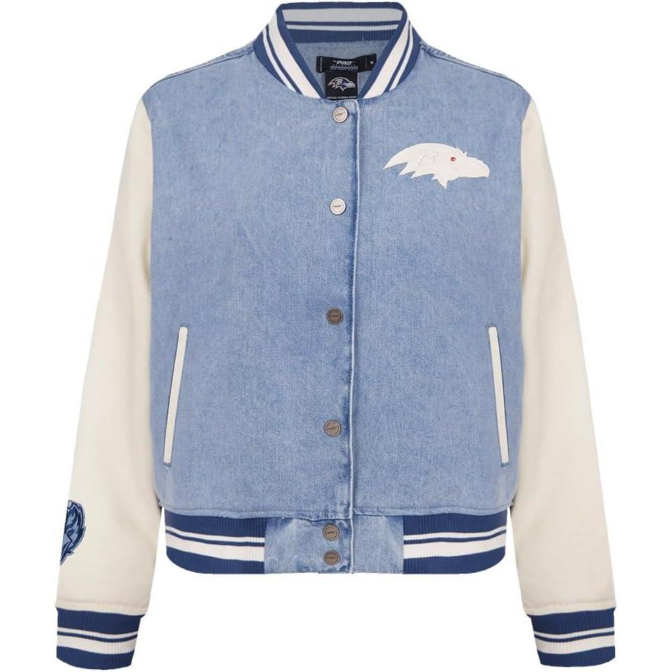 imagePro Standard Womens NFL Baltimore Ravens Varsity Blues Denim Jacket DenimLinen XS