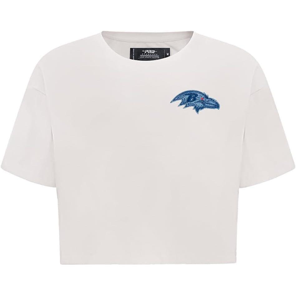 imagePro Standard Womens NFL Baltimore Ravens Varsity Blues Short Sleeve Boxy Tee Linen S