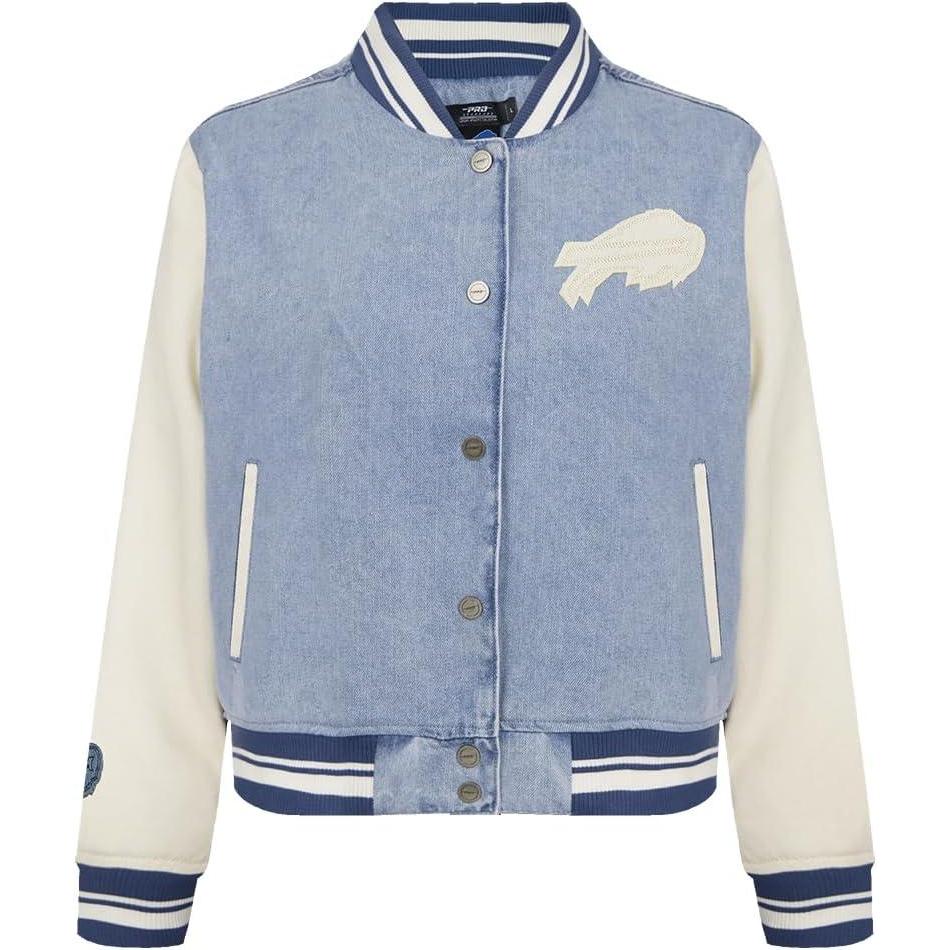 imagePro Standard Womens NFL Buffalo Bills Varsity Blues Denim Jacket DenimLinen S