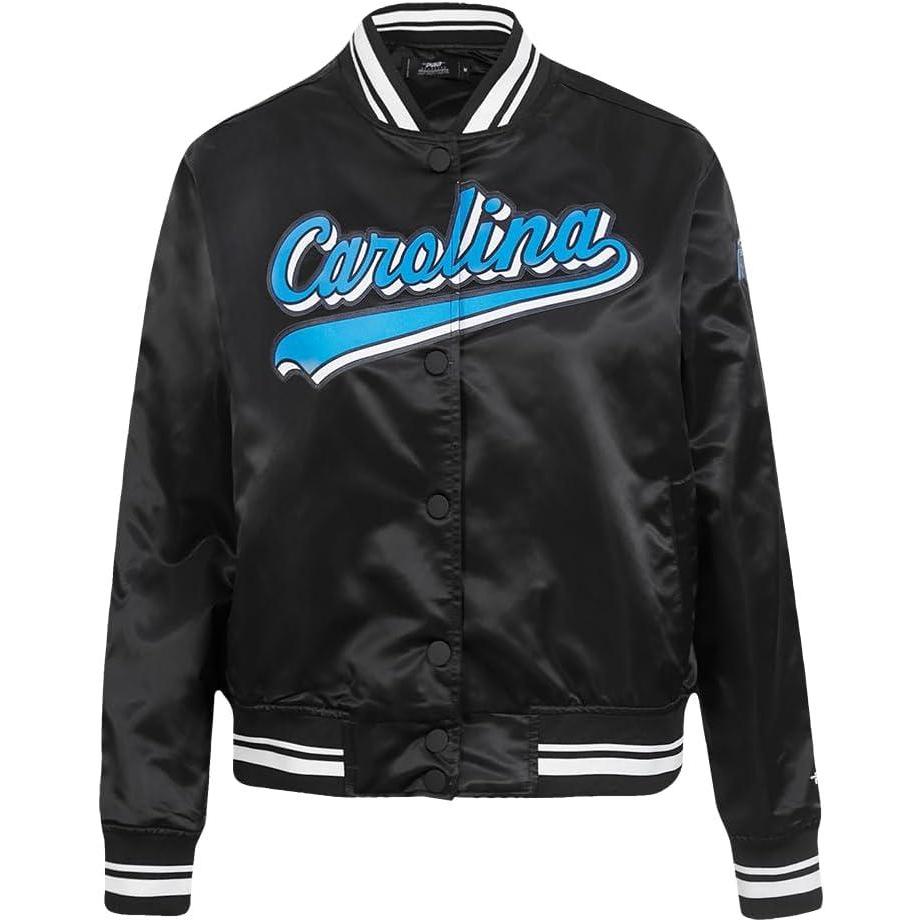 imagePro Standard Womens NFL Carolina Panthers Script Tail Satin Jacket Black S