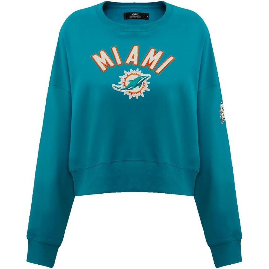imagePro Standard Womens NFL Classic Chenille Brushed Back French Terry Crewneck SweatshirtTeal