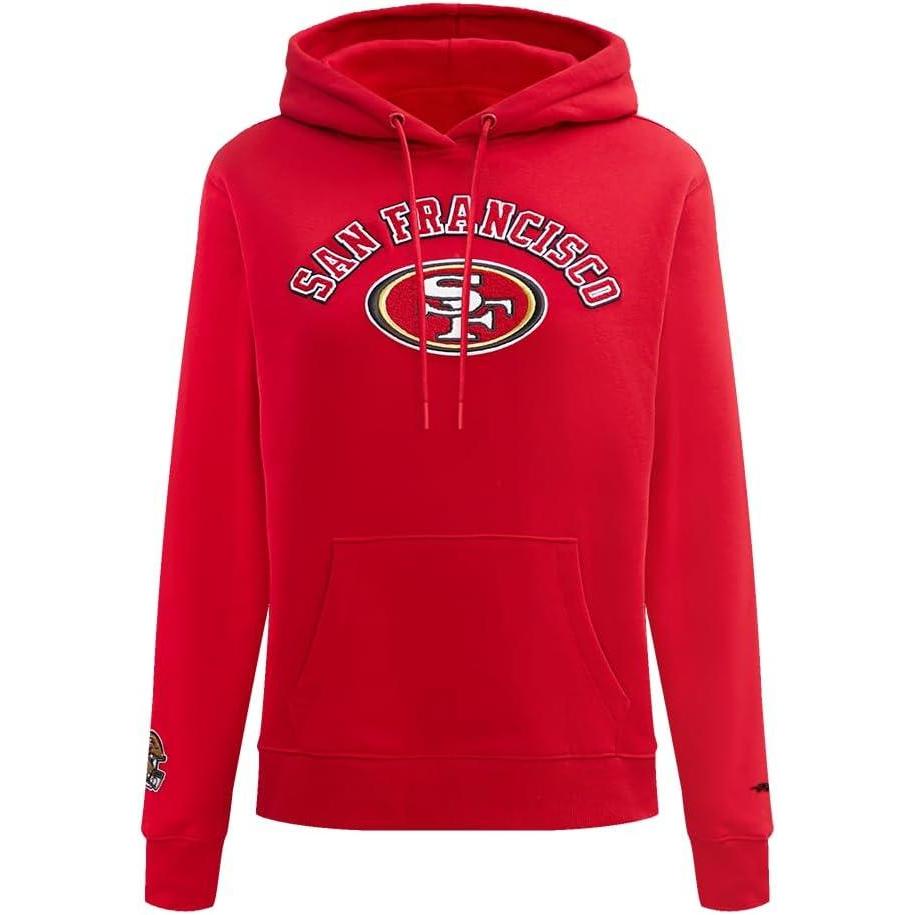 imagePro Standard Womens NFL Classic Chenille Brushed Back French Terry Pull Over HoodieRed