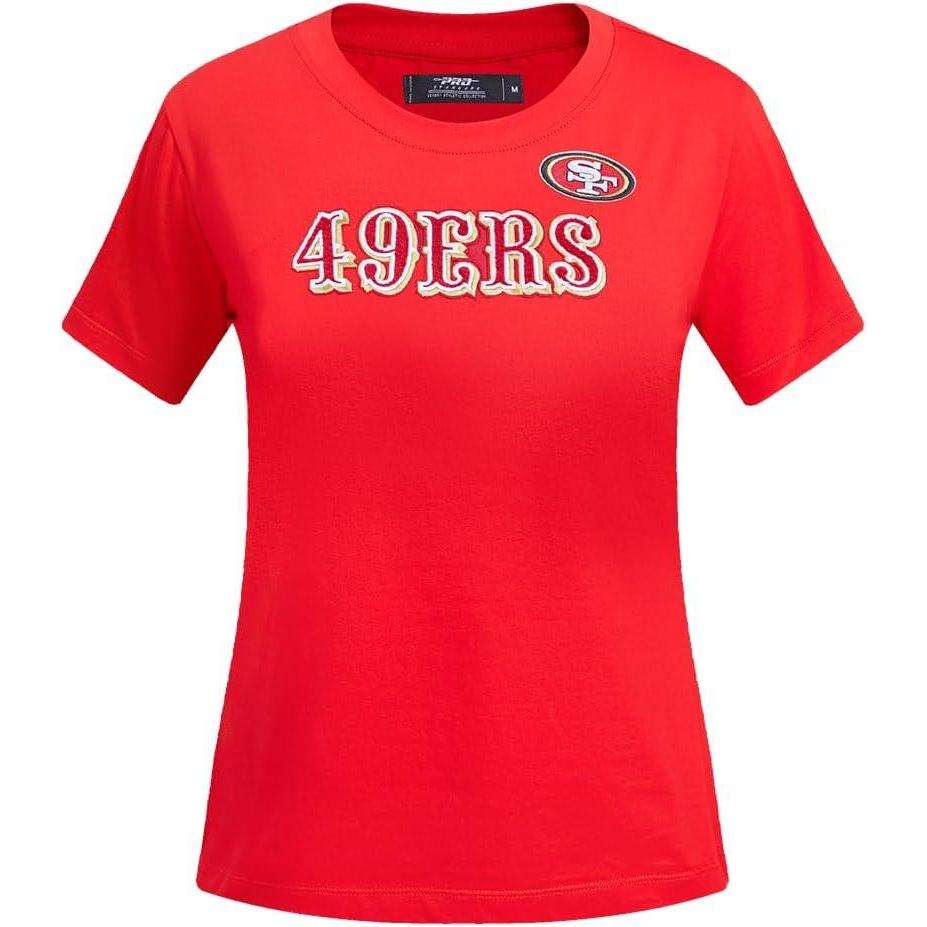 imagePro Standard Womens NFL Classic Chenille Short Sleeve Boxy TeeRed