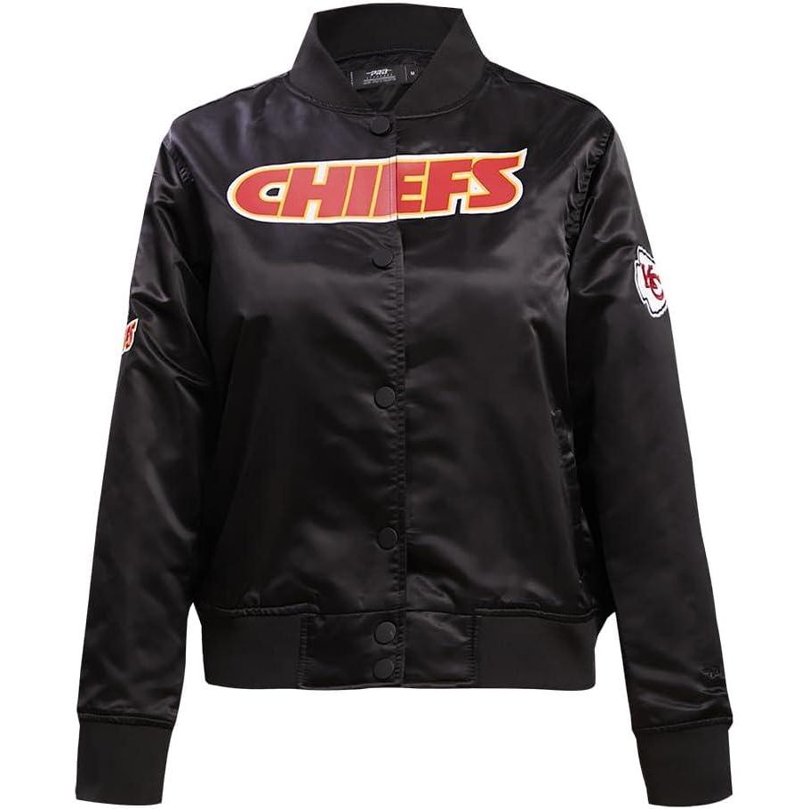 imagePro Standard Womens NFL Kansas City Chiefs Classic Chenille Satin Jacket Black L