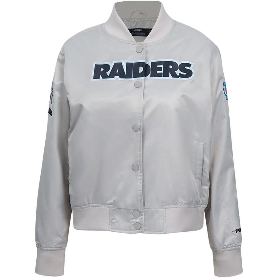 imagePro Standard Womens NFL Las Vegas Raiders Classic Chenille Satin Jacket Silver M
