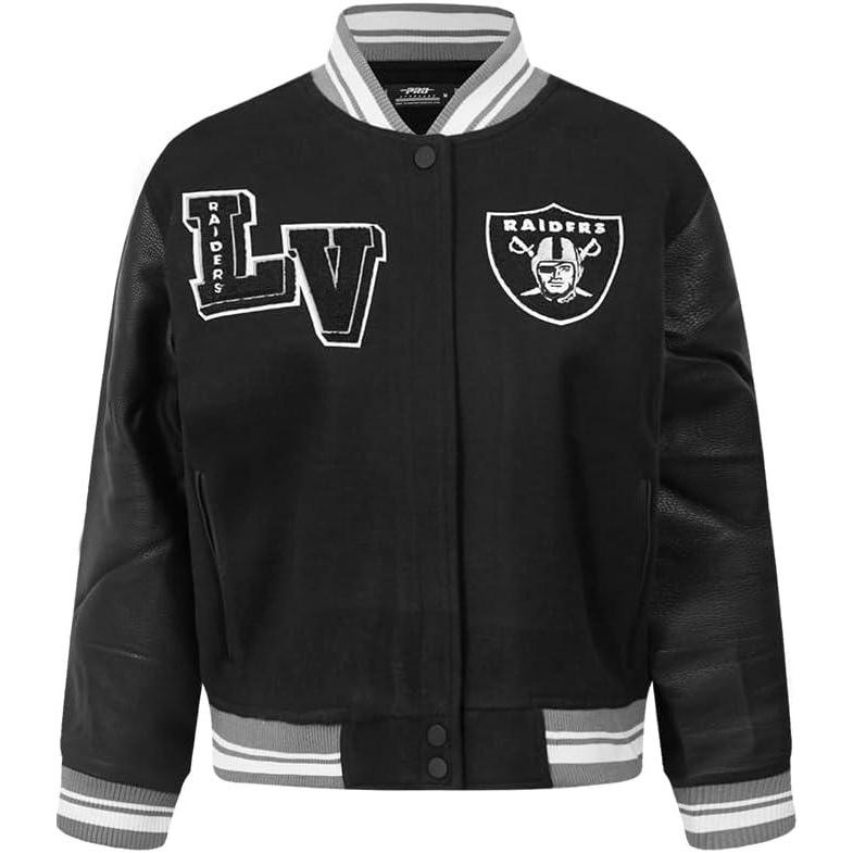 imagePro Standard Womens NFL Mash Up Varsity JacketBlackGray
