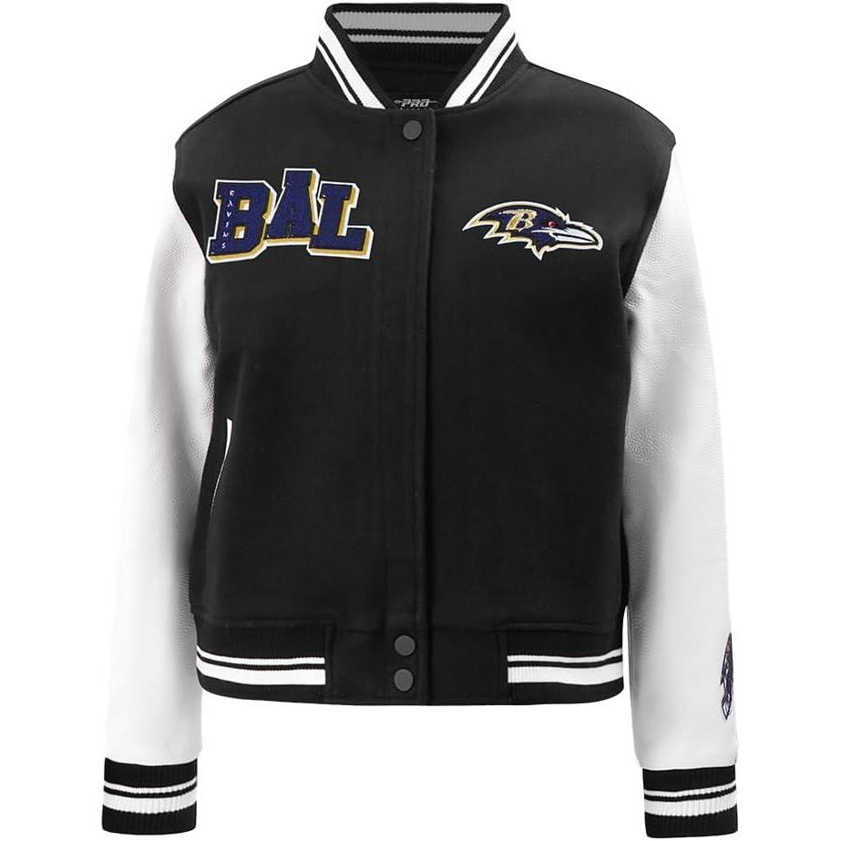 imagePro Standard Womens NFL Mash Up Varsity JacketBlackWhite