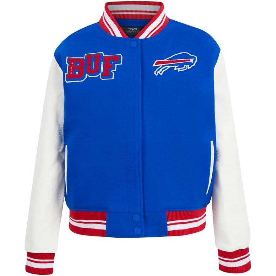 imagePro Standard Womens NFL Mash Up Varsity JacketRoyal BlueRed