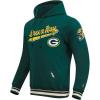 Pro Standard Mens NFL Script Tail Brushed Back French Terry Pull Over Hoodie(Forest Green)