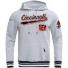 Pro Standard Mens NFL Script Tail Brushed Back French Terry Pull Over Hoodie(Heather Gray/Black)