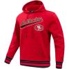 Pro Standard Mens NFL Script Tail Brushed Back French Terry Pull Over Hoodie(Red)