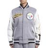 Pro Standard Mens NFL Script Tail Varsity Jacket(Grey)