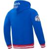 Pro Standard Mens NFL Team Badge Brushed Back French Terry Pull Over Hoodie(Royal Blue/Red)