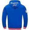 Pro Standard Mens NFL Team Badge Brushed Back French Terry Pull Over Hoodie(Royal Blue/Red)