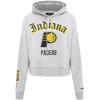 Pro Standard Womens NBA Old English Cropped Pullover Hoodie(Heather Grey)