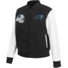 Pro Standard Womens NFL Carolina Panthers Classic Chenille Varsity Jacket Black/White XS