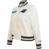 Pro Standard Womens NFL Carolina Panthers Retro Classics Satin Jacket Eggshell/Black L