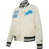 Pro Standard Womens NFL Detroit Lions Retro Classics Satin Jacket Eggshell/Black M