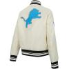 Pro Standard Womens NFL Detroit Lions Retro Classics Satin Jacket Eggshell/Black M