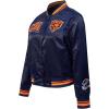 Pro Standard Womens NFL Mash Up Satin Jacket(Midnight Navy/Orange/Midnight Navy)