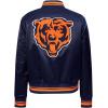 Pro Standard Womens NFL Mash Up Satin Jacket(Midnight Navy/Orange/Midnight Navy)