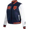 Pro Standard Womens NFL Mash Up Varsity Jacket(Midnight Navy/Orange/Midnight Navy)