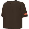 Pro Standard Womens NFL Script Tail Cotton Single Short Sleeve Boxy Tee(Brown)