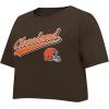 Pro Standard Womens NFL Script Tail Cotton Single Short Sleeve Boxy Tee(Brown)