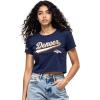 Pro Standard Womens NFL Script Tail Cotton Single Short Sleeve Boxy Tee(Midnight Navy)