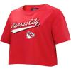 Pro Standard Womens NFL Script Tail Cotton Single Short Sleeve Boxy Tee(Red)