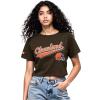 Pro Standard Womens NFL Script Tail Cotton Single Short Sleeve Boxy Tee(Brown)