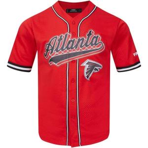 NFL ATLANTA FALCONS SCRIPT TAIL MEN’S MESH BUTTON DOWN SHIRT (RED/BLACK)(Red/Black)