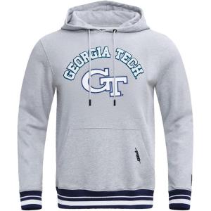 Pro Standard Mens College Classic Chenille Pull Over Hoodie(Heather Grey/Midnight Navy)