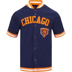 Pro Standard Mens NFL Classic Chenille Button Down(Midnight Navy/Orange)