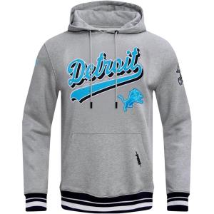 Pro Standard Mens NFL Script Tail Brushed Back French Terry Pull Over Hoodie(Grey)