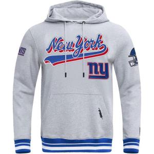 Pro Standard Mens NFL Script Tail Brushed Back French Terry Pull Over Hoodie(Heather Grey/Dodger Blue)
