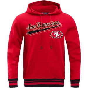 Pro Standard Mens NFL Script Tail Brushed Back French Terry Pull Over Hoodie(Red)
