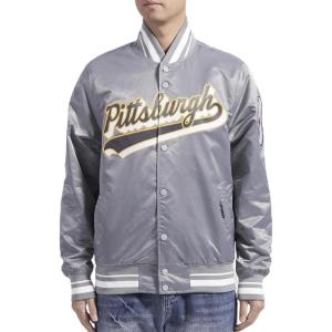 Pro Standard Mens NFL Script Tail Satin Jacket(Gray)