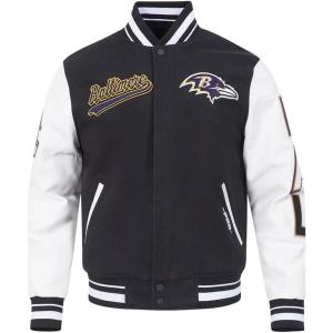 Pro Standard Mens NFL Script Tail Varsity Jacket(Black/White)
