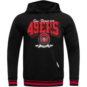 Pro Standard Mens NFL Team Badge Brushed Back French Terry Pull Over Hoodie(Black/Red/Black)