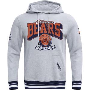 Pro Standard Mens NFL Team Badge Brushed Back French Terry Pull Over Hoodie(Heather Grey/Midnight Navy)