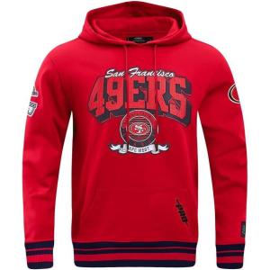 Pro Standard Mens NFL Team Badge Brushed Back French Terry Pull Over Hoodie(Red)