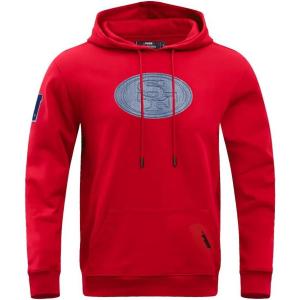 Pro Standard Mens NFL Varsity Blues Brushed Back French Terry Pull Over Hoodie(Red)